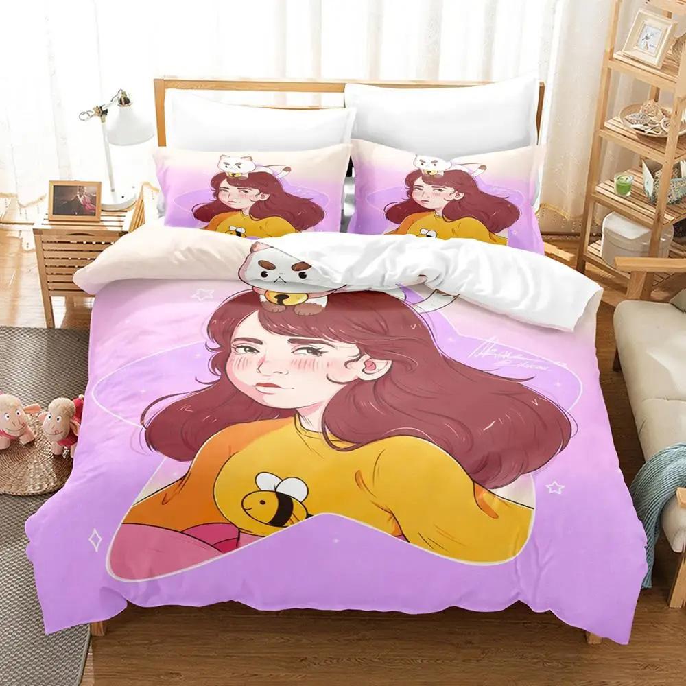 3D Печать Мультяшная Пчела и PuppyCat Постельное Белье Пододеяльник Комплект Постельного Белья Покрывало Наволочка Одеяло Кинг Квин Размер Мальчики Взрослые