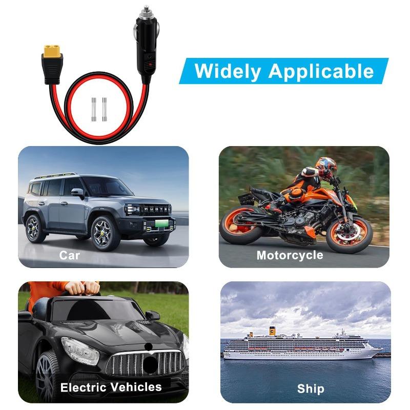 Supply 12-24V Car Mounted Switch Cigarette Lighter with XT60 Wiring Harness, High-power Cigarette Lighter with Switch Extension Cable