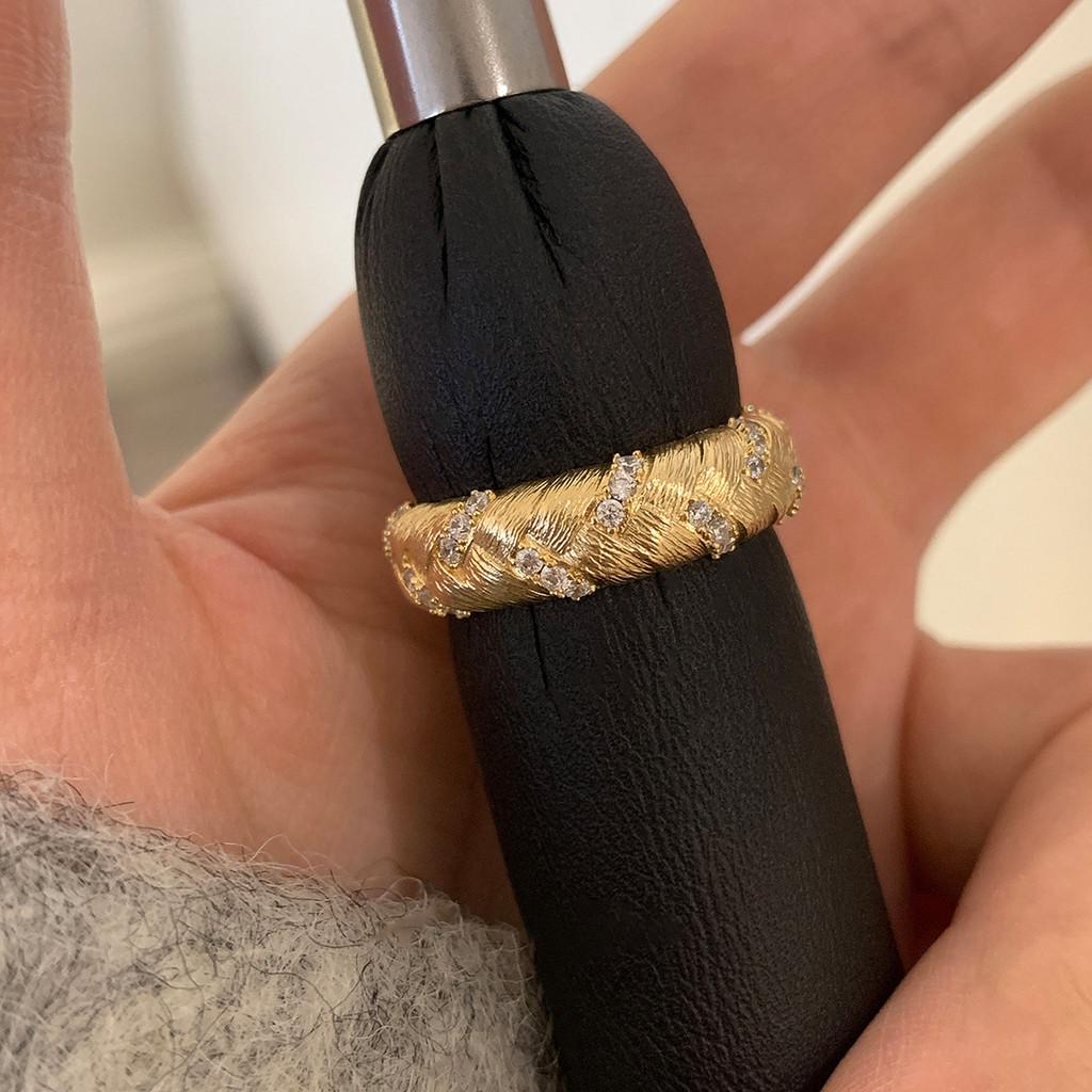 Медное Геометрическое Открытое Кольцо с Цирконами Женский Стильный Аксессуар для Офиса