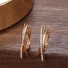 1 Pair Modern Minimalist Golden Color Clips Earrings for Women Cross Style Zircon Fashion Jewelry Earrings