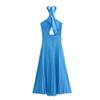 Kaslead New Arrival Women's Clothing Fashion Style Small Pleated Intimates Style Hanging Collar Dress 3564111 420