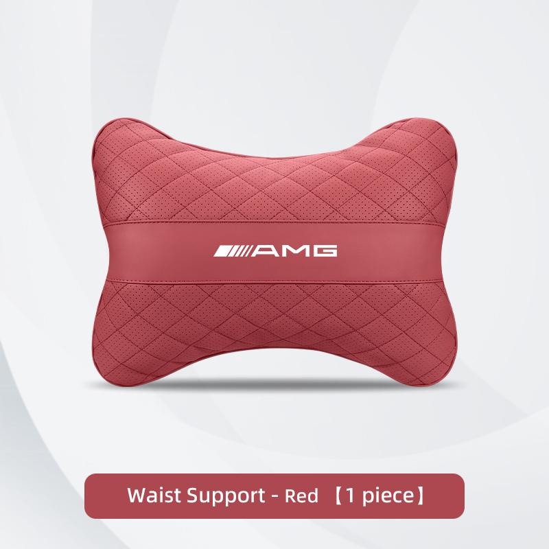 AABCC1 Nappa Leather Car Headrest Neck Pillow Waist Cushion Tire Valve Cap For Mercedes Benz AMG GLE GLS CLA CLE GLC CLS GLA W223 W213