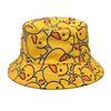 Double Sided Outdoor Casual Hat Yellow Duck Pattern Fisherman Hat All Season