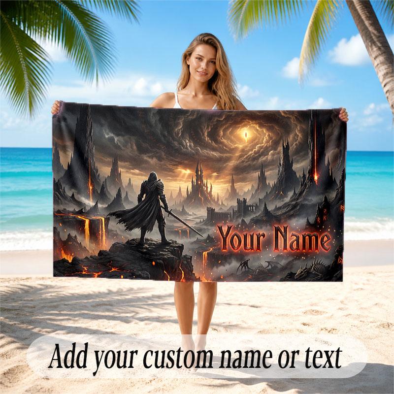 Skull Gothic Theme Soft Beach Towel Personalized Custom Name Text Towel Portable for Beach Pool Travel