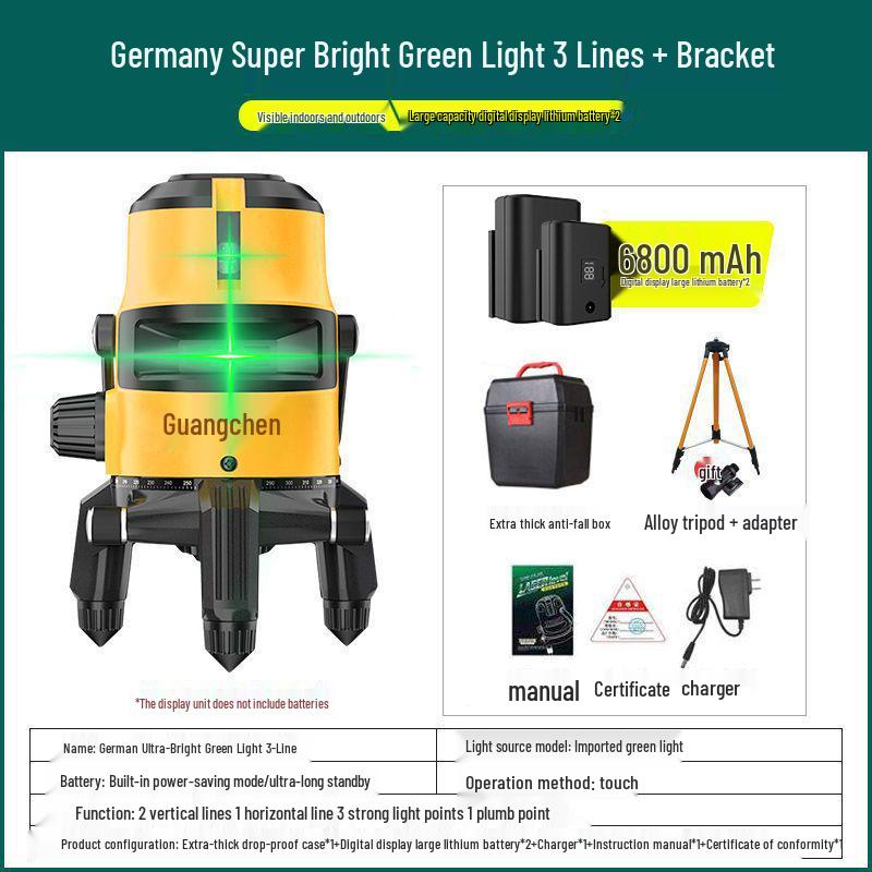 Высокоточный лазерный уровень с зеленым и синим светом, инфракрасный - 2, 3 или 5 линий, яркий свет для улицы, автоматическое выравнивание