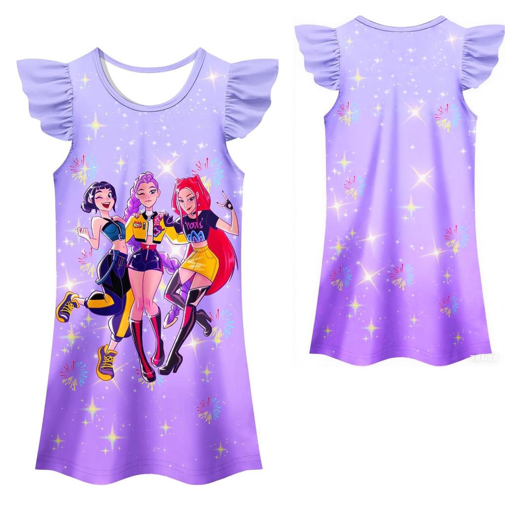 Повседневные платья принцесс для девочек с принтом KPop Demon Hunters