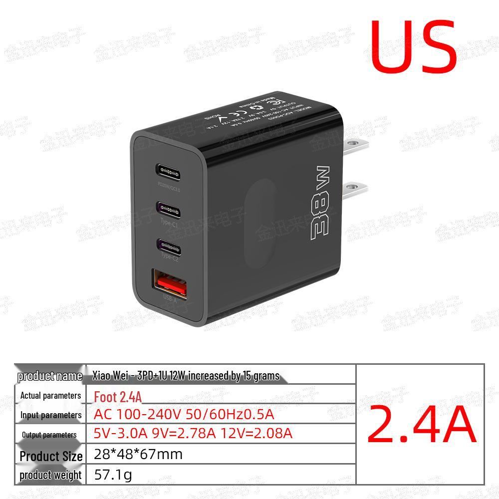 Быстрое USB-зарядное устройство с несколькими портами PD 12 В с вилками EU/US/UK для путешествий