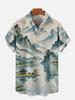 Men's Shirt Chinese Landscape Bamboo 1D Printing Short Sleeve Ethnic Style Single Breasted Source Factory