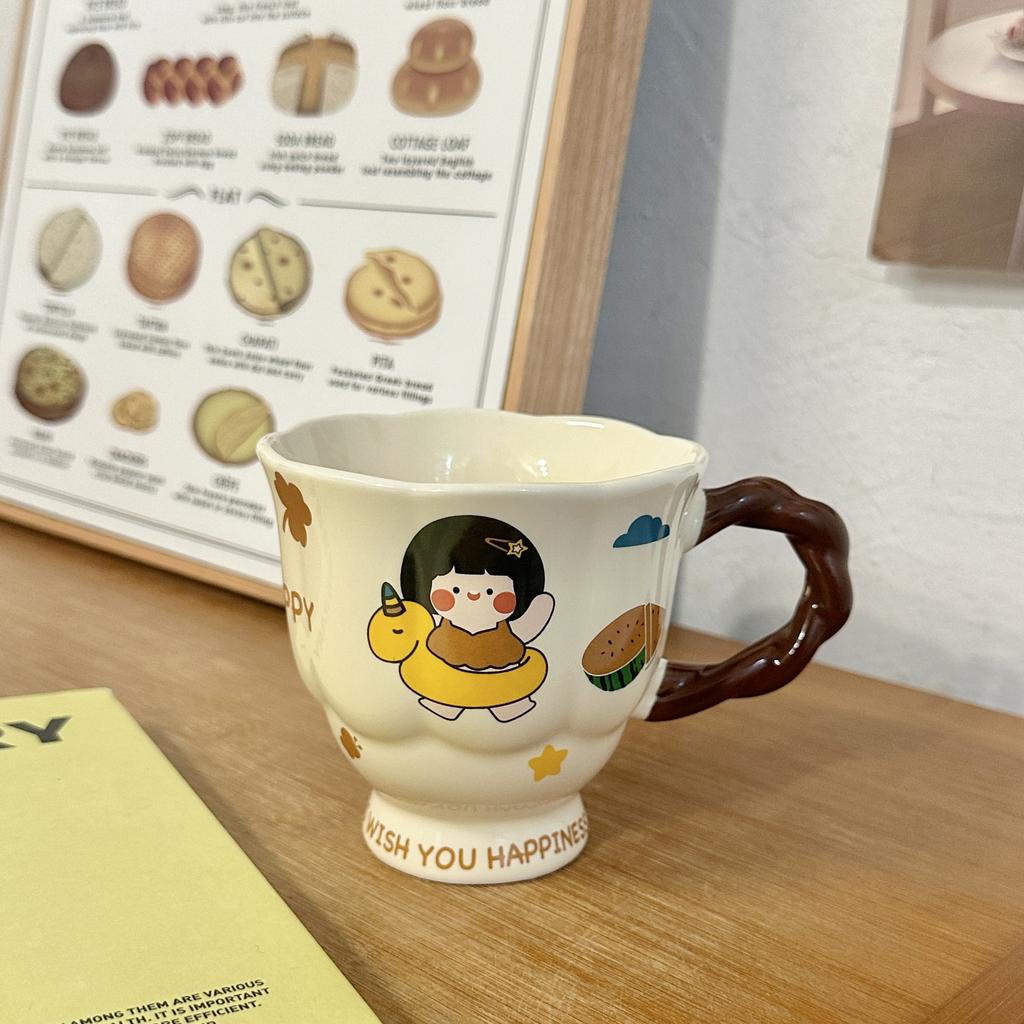 Мультяшная пара мальчиков и девочек, керамическая кружка, сувенирная чашка с высокой ножкой, подарок на день рождения друзьям, лучшим друзьям, сестрам