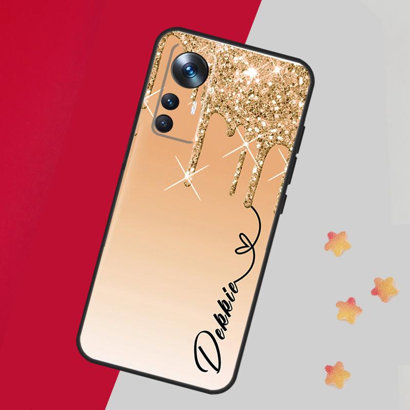 Personalised Glitter Name For POCO X5 X3 Pro M5 M5s F4 X4 F3 F5 Case For Xiaomi 13 13T Pro 12 Lite 12X 11T 12T 14 Pro