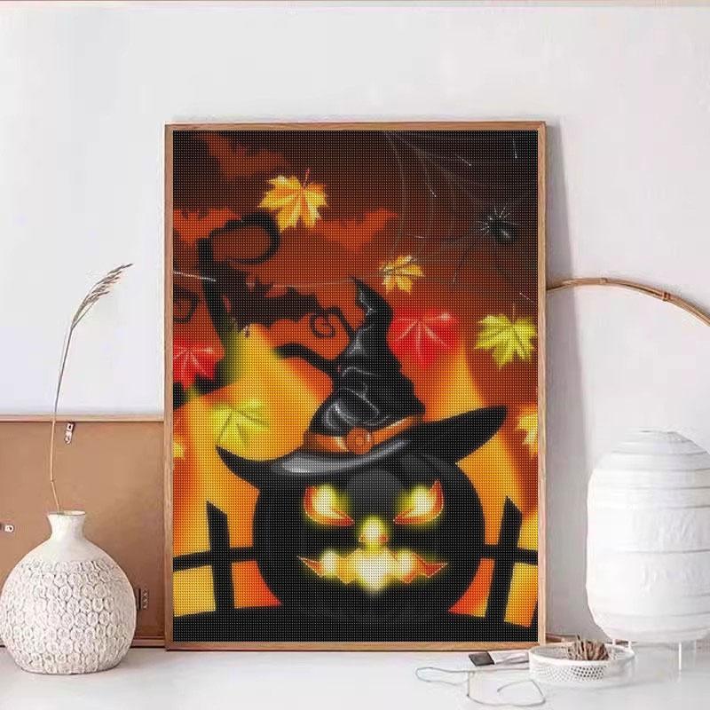 5D DIY Алмазная картина Хэллоуин Тыква Алмазная вышивка Летучая мышь Мозаика Украшение дома 30x40 см/12x16 дюймов