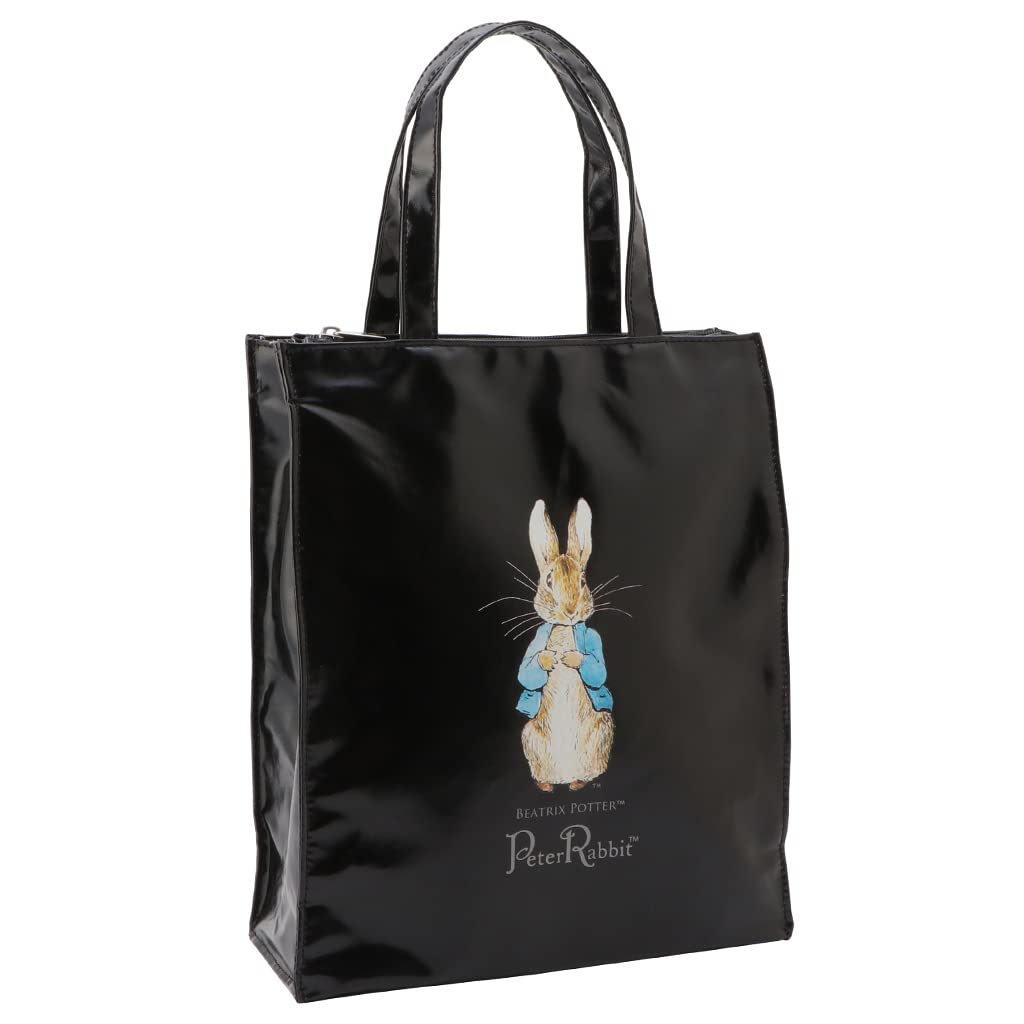 Yubi Peter Rabbit™ Tote Bag [Women's A4 Size Tote Bag, Cute, Water-Repellent, Lightweight, Medium Size] 0625 Black