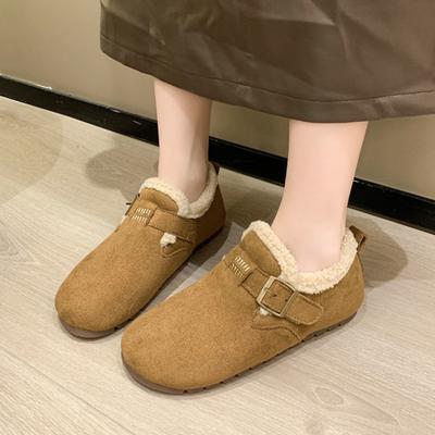 2025 зима новые корейская версия удобная мягкая подошва теплая верхняя одежда хлопковые туфли туфли Дуду бархатные туфли-лодочки ленивые туфли женские