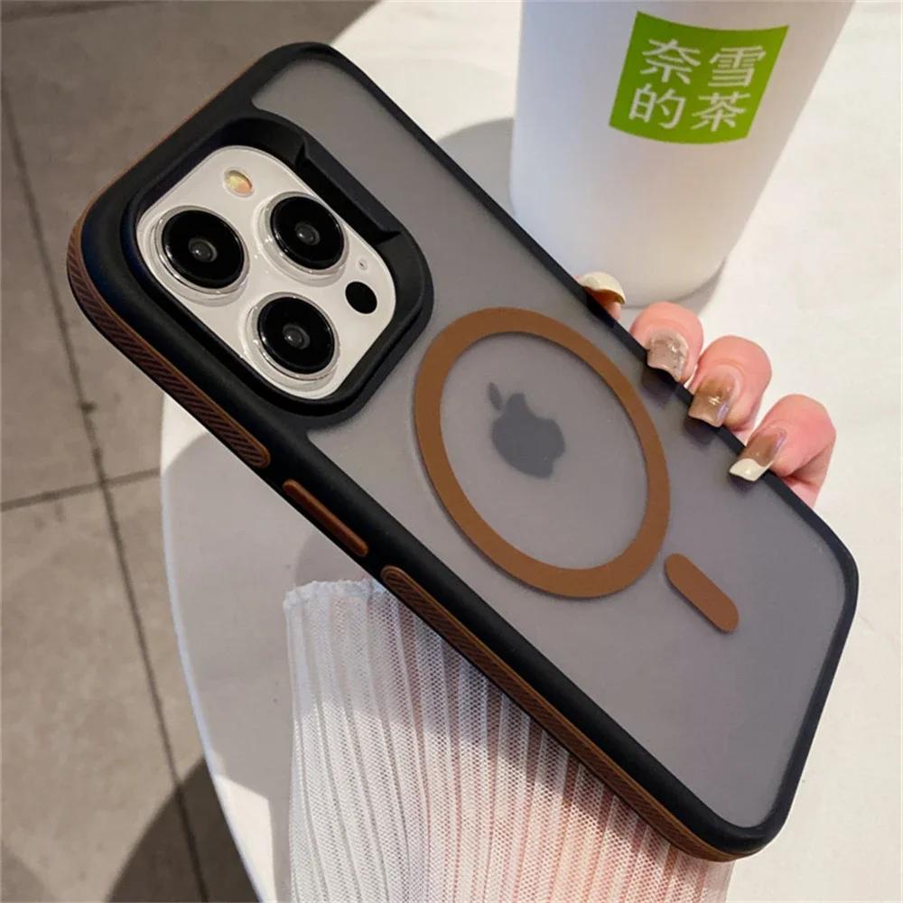 Matte Translucent Armor Shockproof Case For For Iphone 16 1 14 Plus 13 12 11 Pro Max Magnetic Wireless Charge Cover