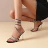 New Lace-Up Roman Sandals Feminine Stiletto Versatile Snake Wrap Anti-Slip Wear-Resistant High Heels Summer