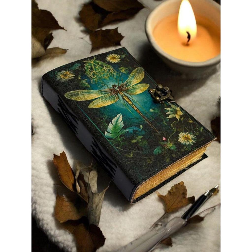 Мистическая Стрекоза Кожаный Журнал – Винтажный Рукописный Бумажный Дневник, Блокнот с Искусством Природы, Подарок для Писателей и Художников”
