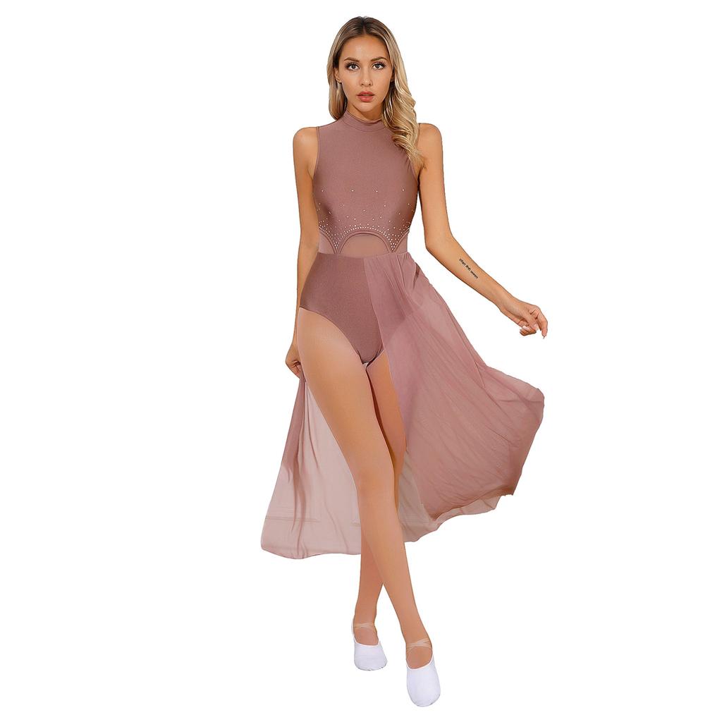 Женское лирическое балетное танцевальное трико без рукавов, платье для фигурного катания на роликовых коньках, сценический костюм