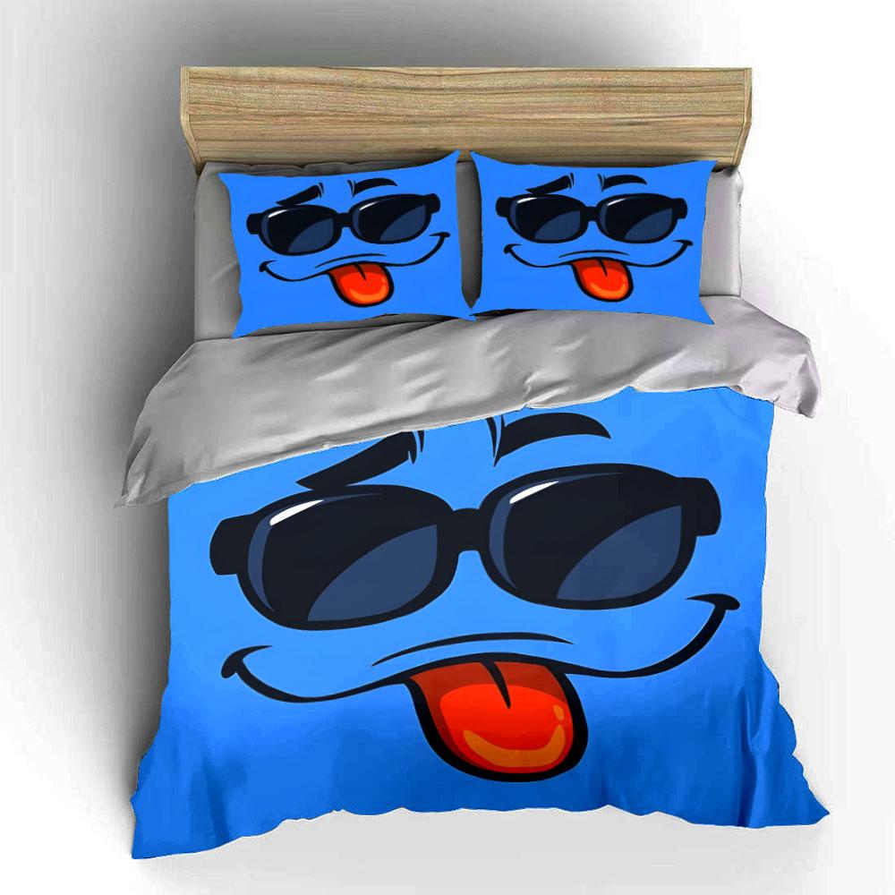 Smiling face with sunglasses. Bedding sets Duvet cover sets Duvet covers Pillowcases(1*Duvet Cover 2*Pillowcases without duvet insert)