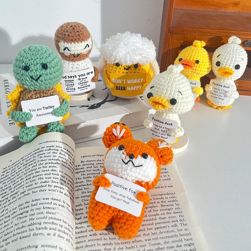Милое вязаное крючком украшение в виде животных Лягушка Морская черепаха Утка Лиса Украшение Настольные аксессуары Фигурка ручной вязки Готовая вязаная крючком кукла