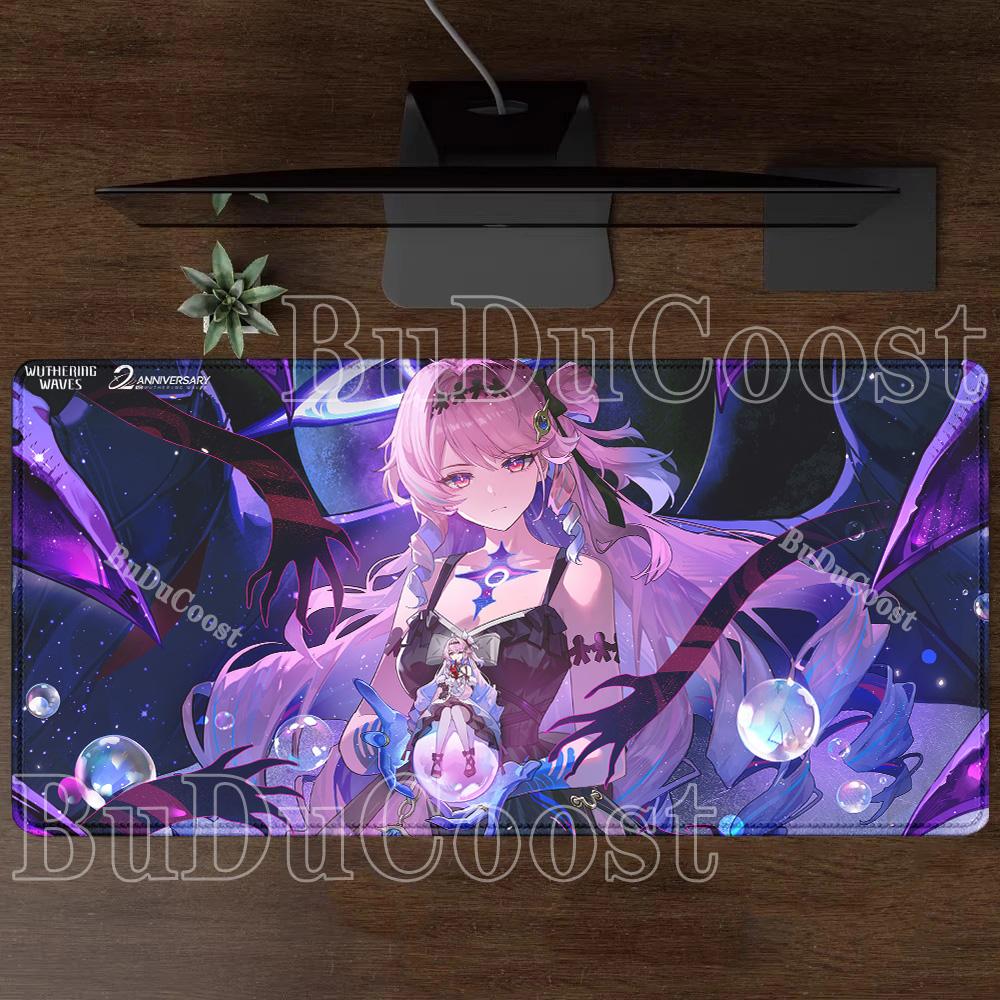 Denia Wuthering Waves Mousepad Kawaii Anime Girl Gaming Keyboard Mouse Pad Office accessories HD printing overlock XXL Desk Mat
