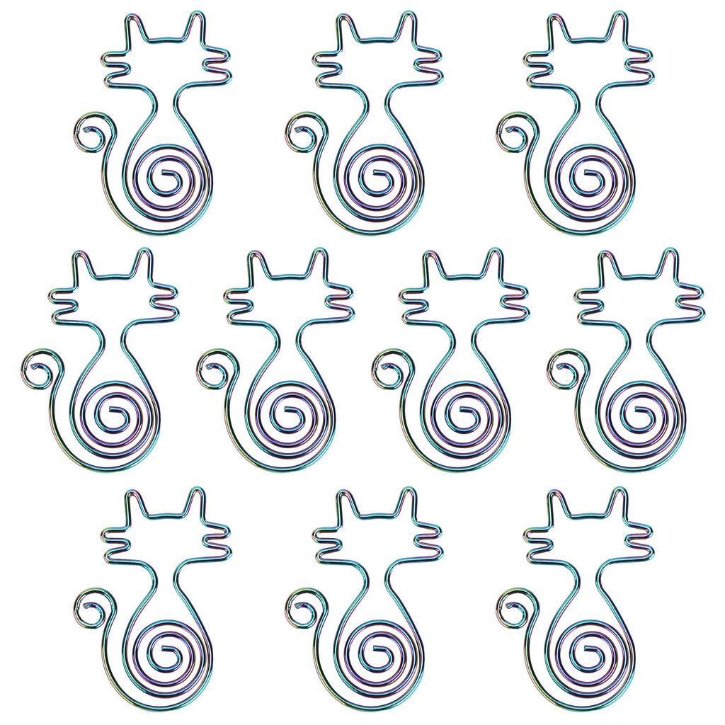 10 шт. скрепка в форме животного, красочная, в форме кошки, креативная, портативная, для офиса, дома, файлов, блокнота