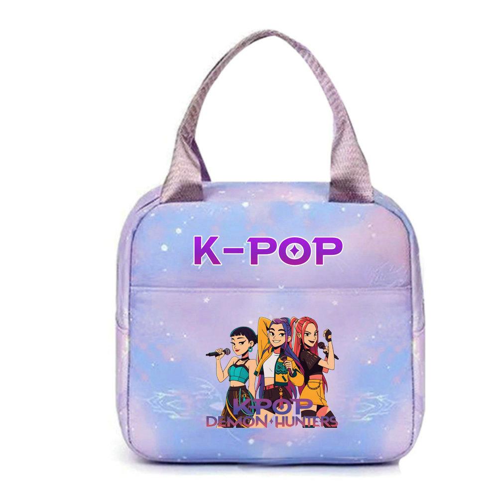 KPop Охотники на демонов Офисные работники С сумкой для обеда Портативная термосумка Большой емкости Сумка для обеда Наплечная сумка Двойного назначения