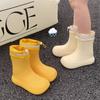 Женские резиновые сапоги с завязками на манжетах для всех сезонов, модные универсальные резиновые сапоги для отдыха на открытом воздухе, однотонные резиновые сапоги из ЭВА длиной до середины голени