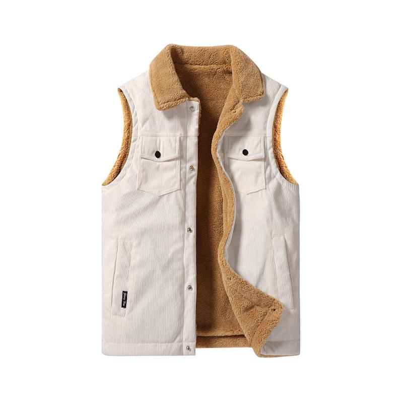 Plus Size Autumn and Winter Lambhair Vest, Thick Vest, Corduroy Vest, Men's Jacket, Lapel, Workwear Vest