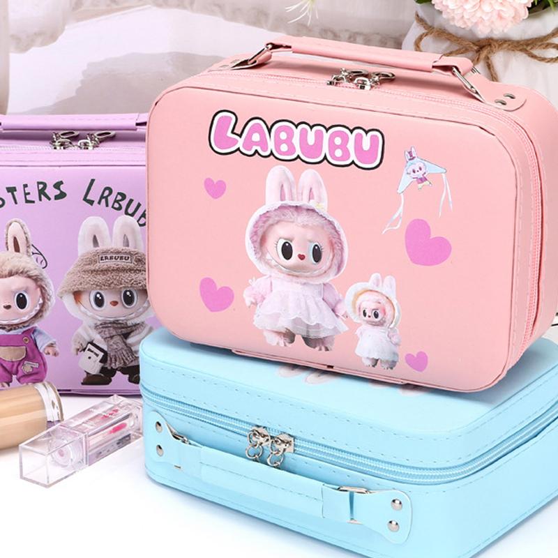 Милая мультяшная косметичка Labubu, многофункциональная ручная переносная сумка для хранения, маленькая квадратная сумка для подарков на день рождения детей