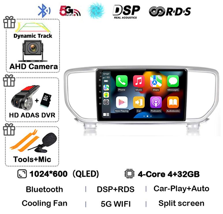 Android 13 Авто Carplay WIFI+4G Для Kia Sportage 4 QL 2018 2019 2020-2025 Автомагнитола Мультимедийный Видеоплеер Стерео 360 Камера BT