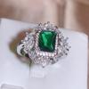 Винтажные зеленые кольца с фианитами для женщин, вечерние благородные аксессуары, женские кольца высокого качества, темпераментный стиль, ретро ювелирные изделия, регулируемые ювелирные изделия