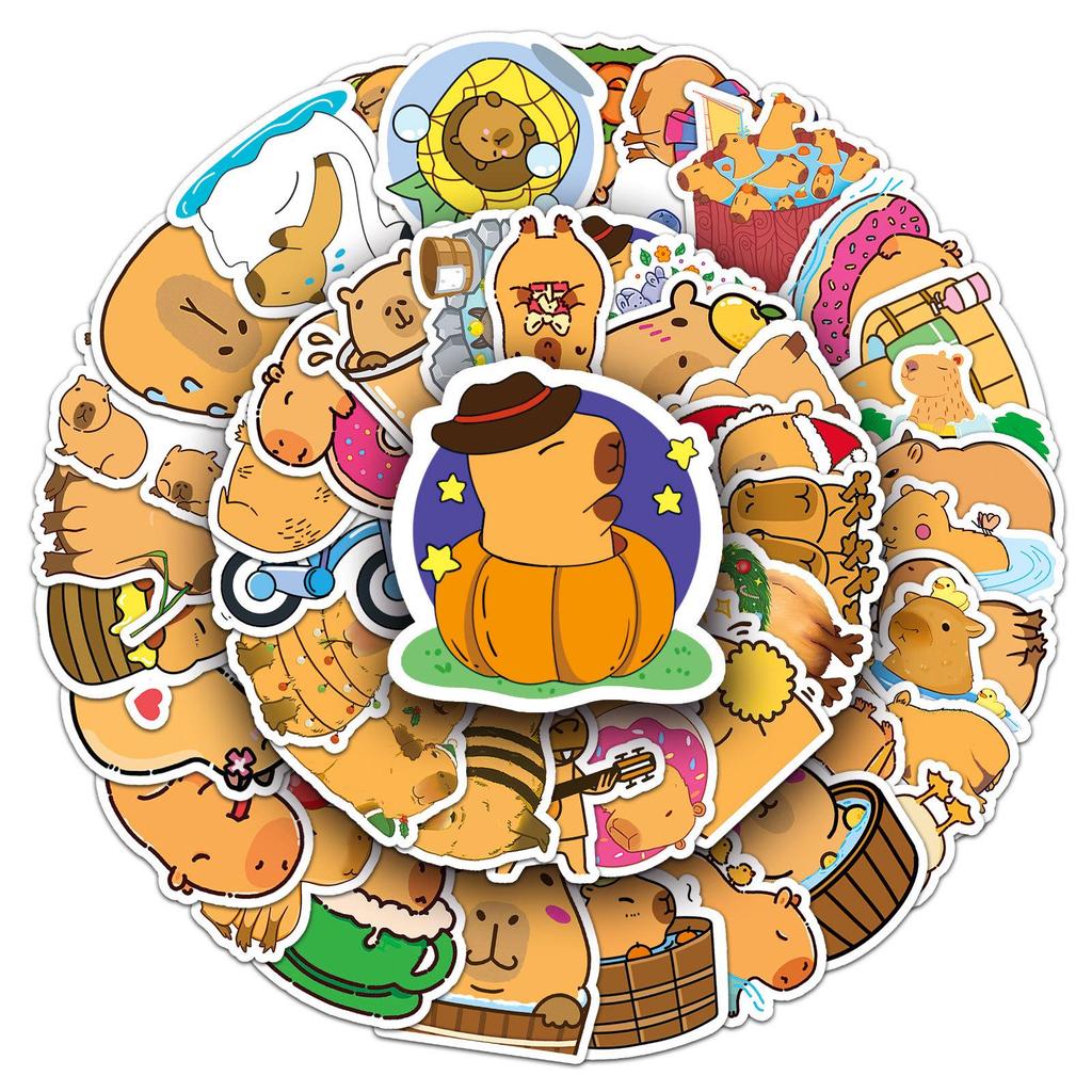 50 Capybara Graffiti Stickers: Cartoon Animal Waterproof for DIY Phone Cases & Suitcases