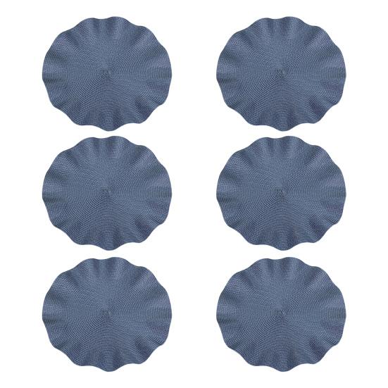 6 шт./компл. круглых салфеток под приборы, набор, плетеный дизайн, моющийся нескользящий обеденный коврик, гофрированный край, термостойкий коврик для стола