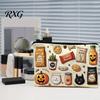 Cartoon Brush Holder Halloween Theme Cosmetic Bag, Durable Canvas Zipper Makeup Pouch, Digital Print Pouch Portable Storage for Stationery And