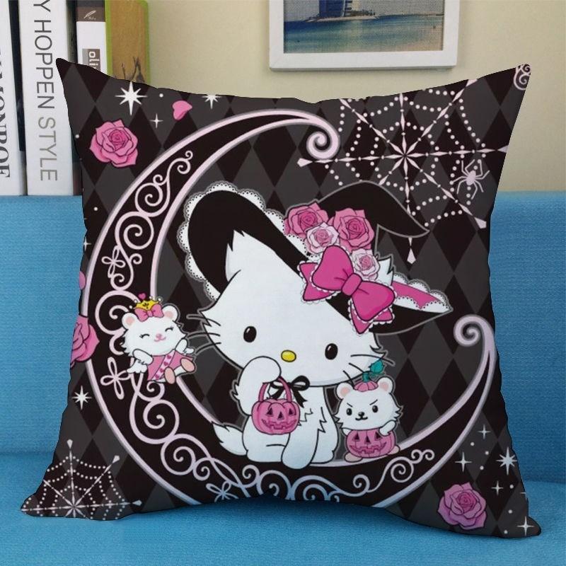 Cute Cartoon Art Funny HelloKitty Cushion Cover Square Pillowcase Home Sofa Living Room Coffee Shop Durable Pillowcase