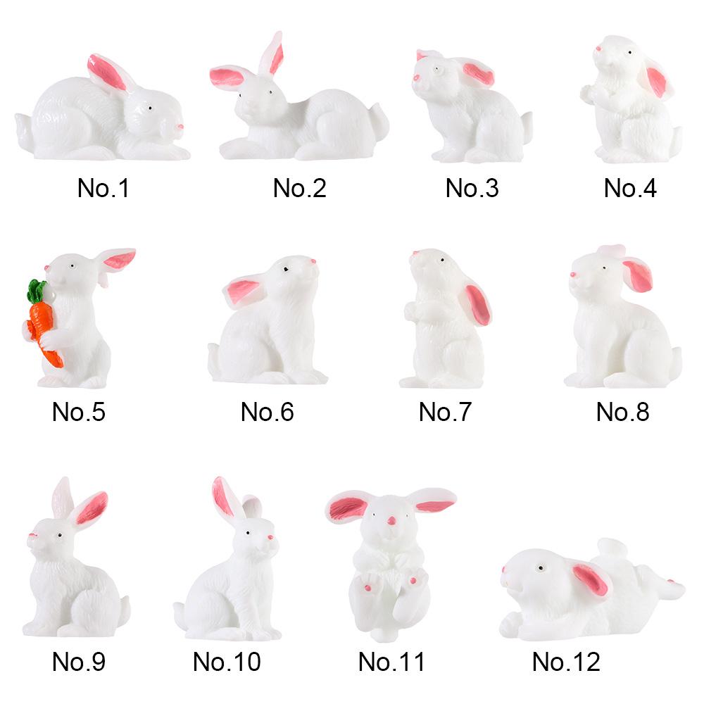 Mini Animal Craft Fairy Garden Micro Landscape Resin Bunny Statue Miniature Rabbit Figurine