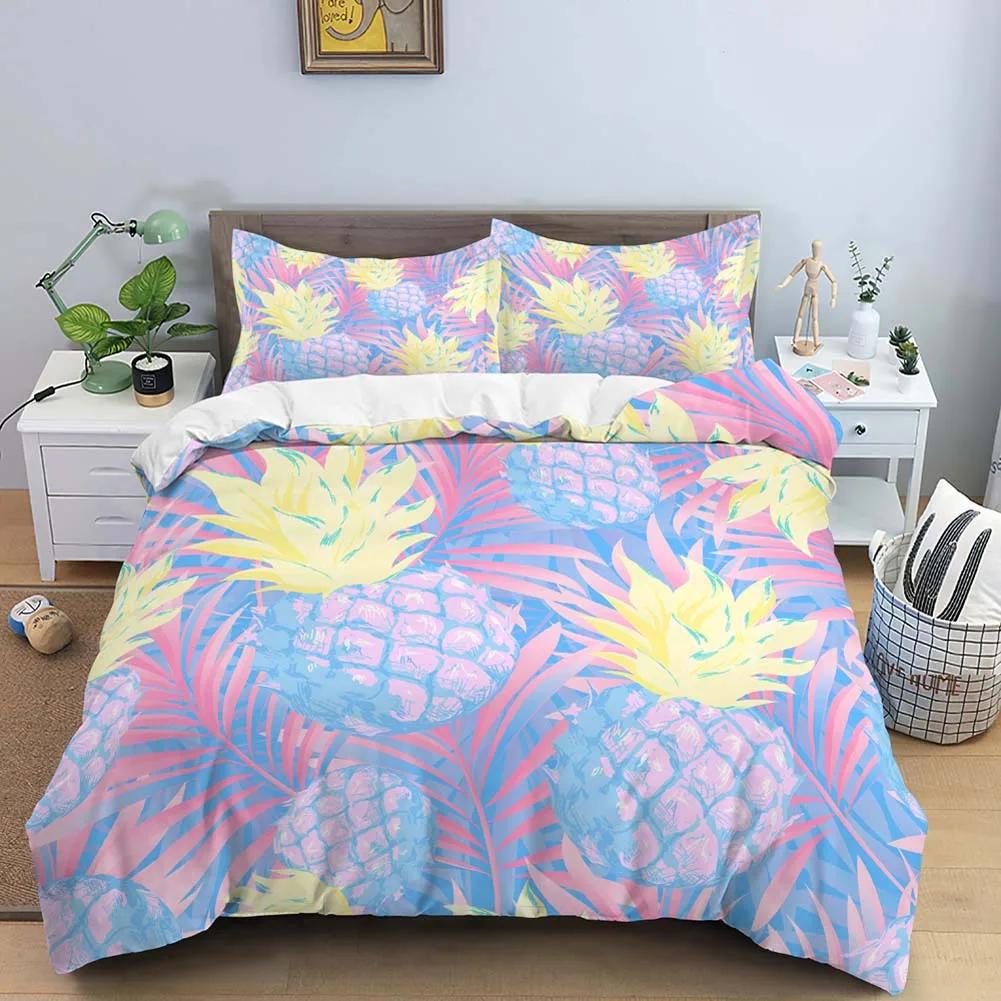 Fruit Pineapple Duvet Cover Yellow Tropical Fruit Plants Theme For Children Boys Girls Teens For Bedroom Decoration Queen King