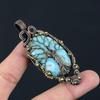 Tree Of Life Larimar Gemstone Pure Copper Wire Wrapped Handmade Pendant Jewelry For Thanksgiving Gift