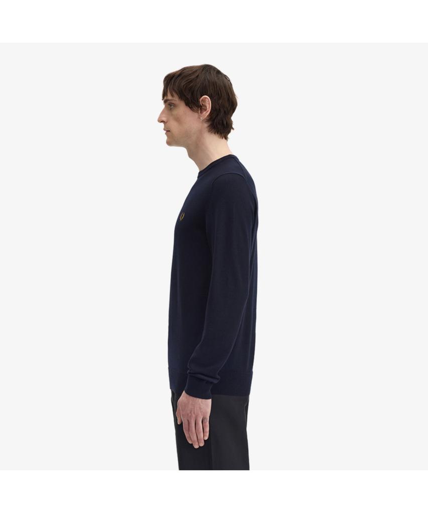 Fred Perry [Baseline] Классический джемпер с круглым вырезом из мериносовой шерсти - Темно-синий Afpm2439601-795
