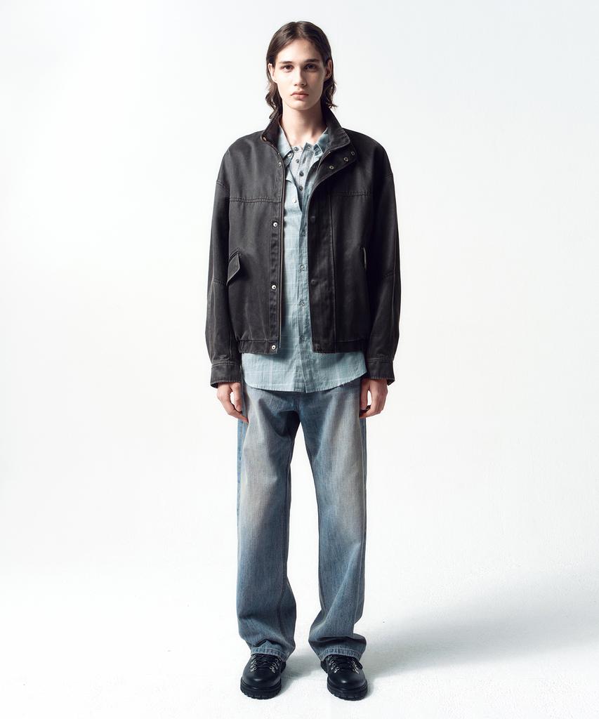 Insilence Washed Paw Leather Jumper Charcoal