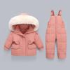 1–6Y Autumn Winter Toddler Snowsuit Set for Boys and Girls Warm Winter Jacket and Bib Pants with White Duck Down