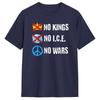 No Kings No ICE No Wars TShirt for Unisex  Humor 100 Cotton Tees Crew Neck Short Sleeve T Shirt Plus Size Clothing