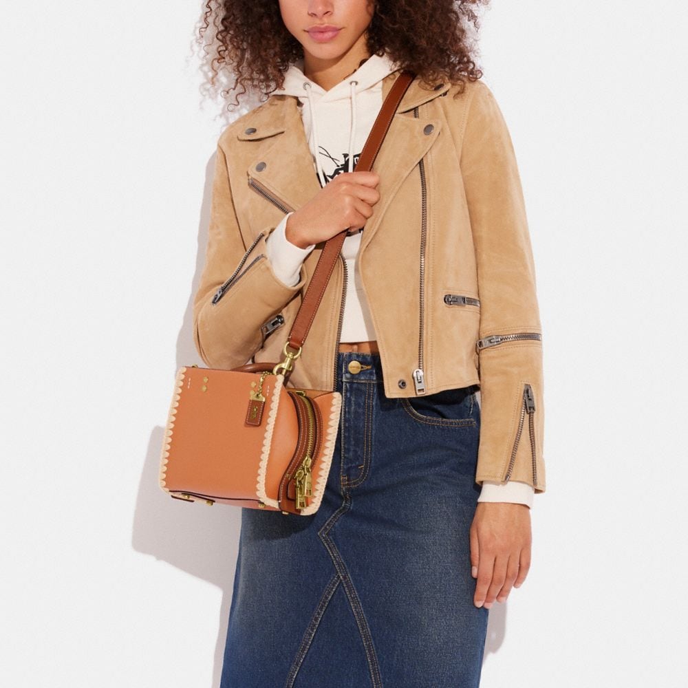 New COACH Rogue Cow Leather Small Square Bag, Handbag, Crossbody Bag Regular Women's Orange CJ636-B4UC8