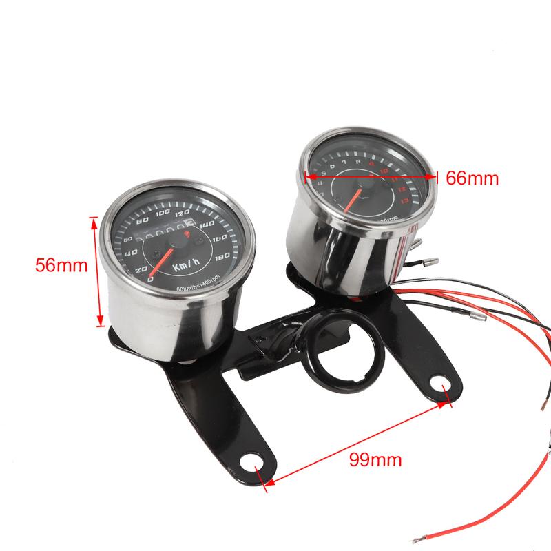 2 in 1 Motorcycle LED Backlight Odometer & Tachometer Speedometer Gauge Meter Assembly Universal Chrome For Harley Honda