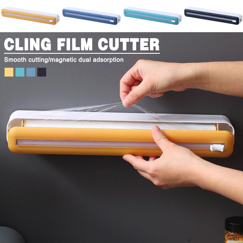 Кухонный автомат для резки пластиковой пленки Фольга для выпечки Двусторонний раздвижной нож Коробка для резки Бытовая магнитная настенная коробка для хранения Стеллаж для хранения инструментов