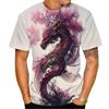 Dragon Floral 3D Print T-Shirts Men Fashion O-Neck Short Sleeve T Shirt Oversized Harajuku Y2k Tops Tees Men Clothing