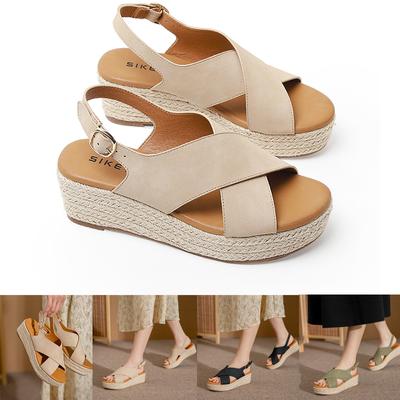 Женские босоножки Cushion Walk с подкладкой из микрофибры, открытым носком, танкеткой, пряжкой и ремешком на пятке