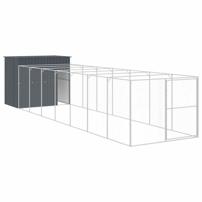 VidaXL Dog Niche with Anthracite Courtyard 214x865x181 Cm, Dog Cage, Dog Shelter, Animal House, Cages 3189122