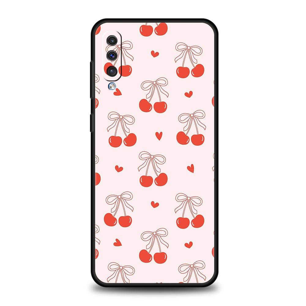 Милый Розовый Бант-Сердечко Чехол Для Телефона Samsung A56 A36 A26 A24 A12 A14 A16 A50 A70 A20E A22 A40 A34 A54 A42 A52 5G A04s A06
