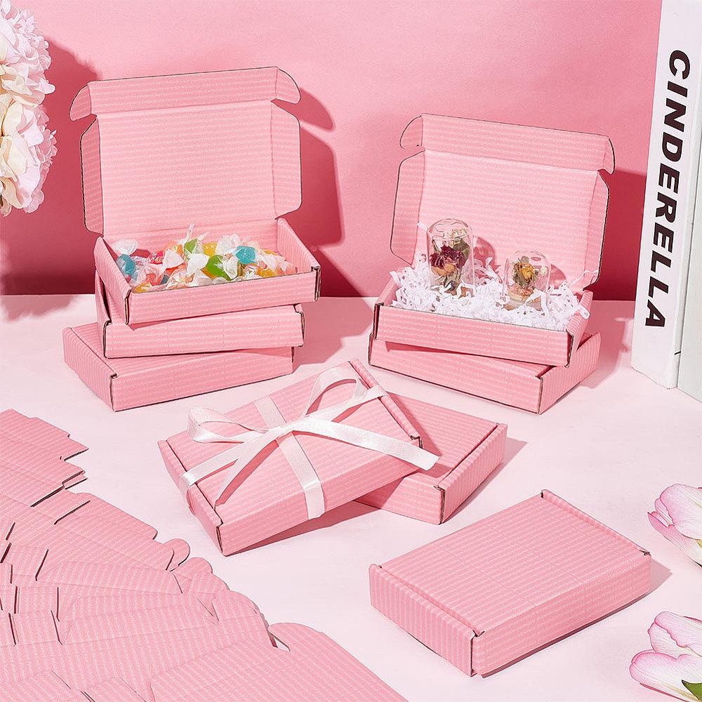 30pcs Foldable Cardboard Mailer Boxes Shipping Box Rectangle Pink finished product: 12.7x8.2x2.8cm
